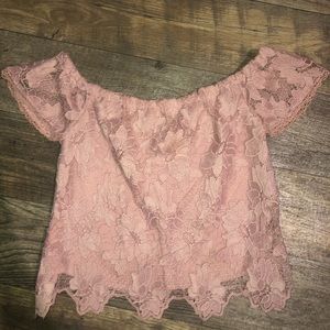 Pacsun on or off shoulder pink lace top